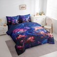 thumbnail image 3 of jejeloiu Magic Cartoon Dragon 7pcs Bedding Comforter Set,Pink Lotus Queen Bedding Sets,Galaxy Starry Night Queen Sheet Sets For Boys Teens,Super Cozy Room Decor Reversible, 3 of 8