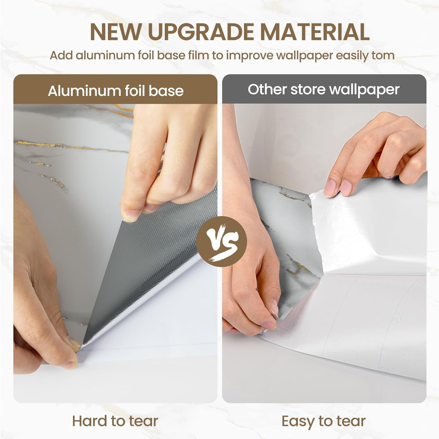 MaxxMarket Glossy Marble Wallpaper Peel and Stick White/Gold Granite Contact Paper Removable Wall Paper for Kitchen Countertop Cabinet Furniture 17.7" x 78.7"