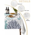 thumbnail image 2 of Turquoise Crab Coastal Table Cloth, Summer Coral Nautical Waterproof Tablecloth for Square Tables, Reusable Washable Fabric Table Cover for Restaurant Kitchen Dining Tables 54"x54", 2 of 6