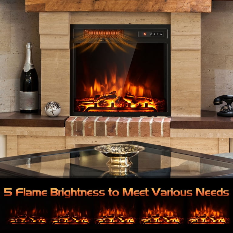 Gymax 18 inch Electric Fireplace Insert Freestanding u0026 Recessed 1500W Stove  Heater - Walmart.com