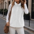 thumbnail image 6 of Nfurl Women's Fleece Vests with Pockets Warm Sleeveless Vest Jacket Trendy Fall Winter Stand Collar Outerwear Vests White,XL, 6 of 7
