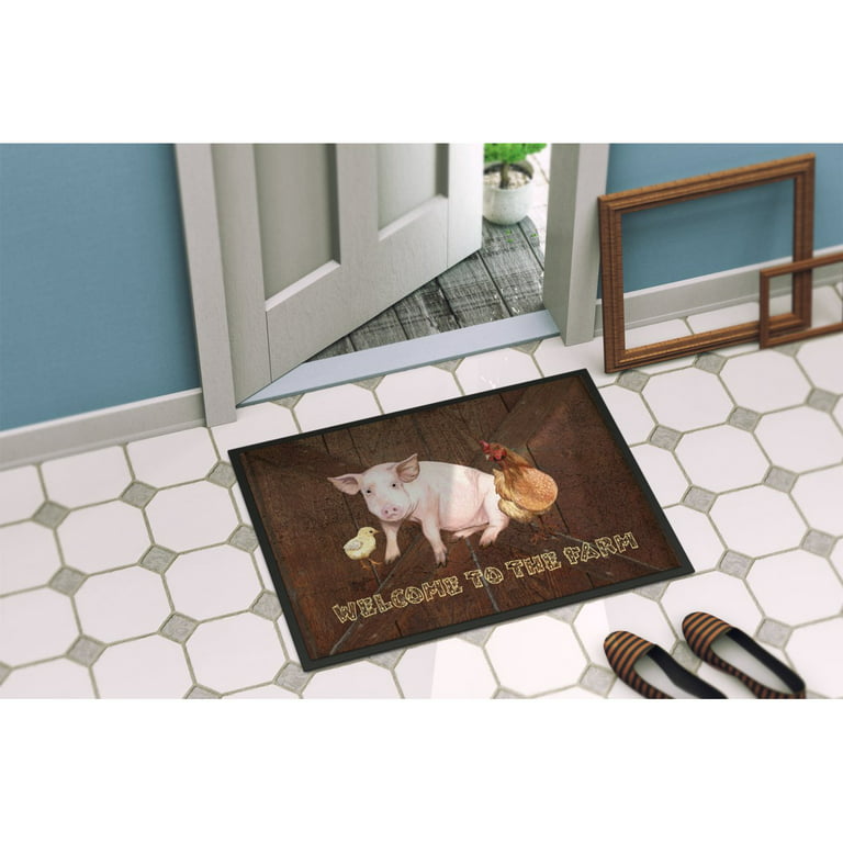Carolines Treasures SB3083MAT Welcome to the Farm with the pig and