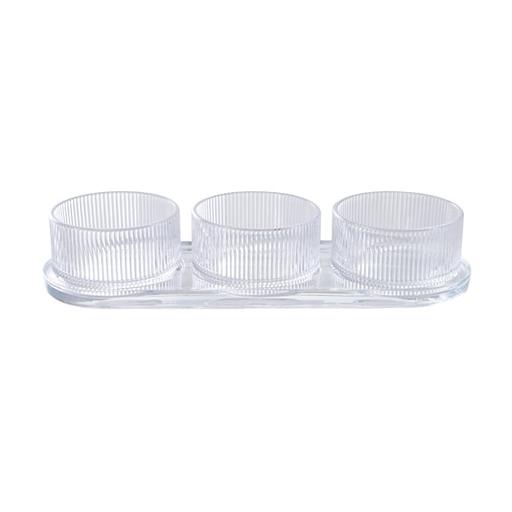 Better Homes & Gardens 6 oz Round Ribbed Glass Servings Bowls with Tray, 4-Piece Set