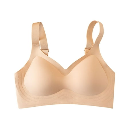 Ploknplq Seamless Bras for Women Push Up Bras Wireless Bras for Women Wide Straps Without Ring Gathered To Collect Side Breasts Tank Top Non Marking Bra Bras for Women Skims Bras for Women Beige 3XL