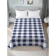 thumbnail image 4 of Navy Blue White Plaid Flat Sheet Only Twin Size, Soft Breathable Bed Top Sheets for Mattress, Farmhouse Checkered Buffalo Luxury Bedding Flat Sheets for Home Hotel Bedroom Bed Protection, 4 of 9