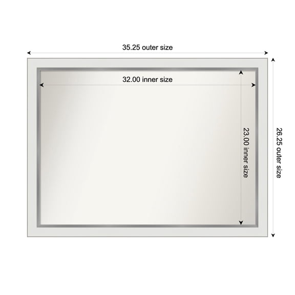 Amanti Art Custom Wall and Bathroom Mirror (26.25 x 35.25 in.), Eva White Silver Narrow Frame