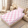 thumbnail image 5 of Homewish Casual Checkerboard Twin Sheets 3pcs for Girls, Vintage Plaid Bedding, Blush Pink,1 Fitted Sheet, 1 Flat Sheet and 1 Pillowcase, 5 of 6