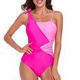 thumbnail image 3 of Efsteb Women Swimsuits for 2025 Beach Bikini Slim Print Summer Swim Swimsuits Off Shoulder Bathing Suit Swimwear (Hot Pink,L), 3 of 8