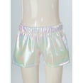 thumbnail image 6 of YONGHS Girls Shiny Metallic Shorts Hot Pants Disco Dance  Party Performance Costumes White 13-14, 6 of 7