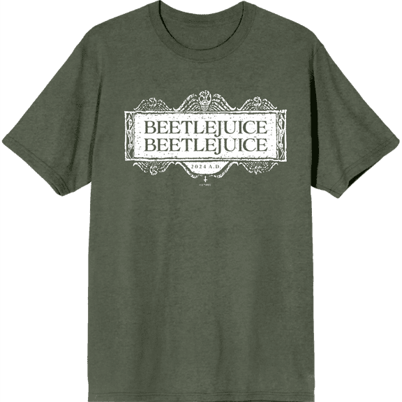 Beetlejuice Beetlejuice White Sign Logo Adult Green Crew Neck Short Sleeve Tee-Medium