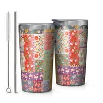 Pioneer Flower 10oz Tumblers Stainless Steel Tumbler with Lid and Straw,Vacuum Insulated Double Wall Travel Tumbler Cups with Cleaning Brush for Coffee, Tea
