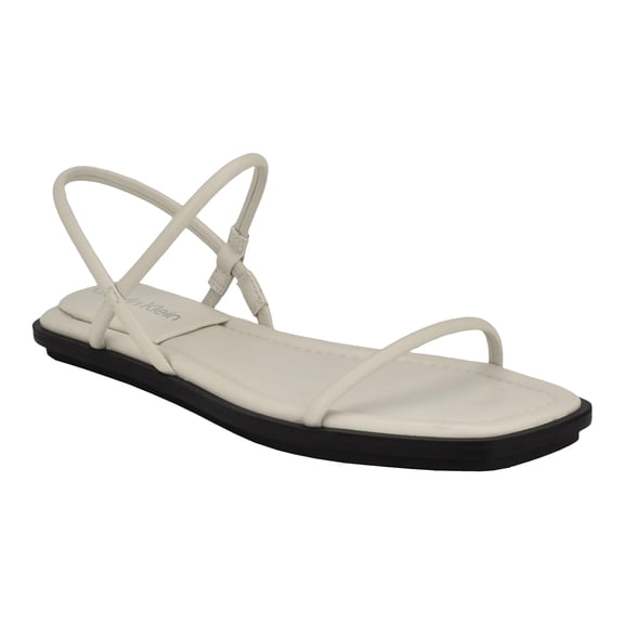 Calvin Klein Women's Prue Flat Sandal, Milk 151, 5