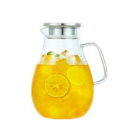 

Glass Water Jug Cold Water Kettle Tea Pot Creativity Glass Water Pitcher with Wooden Cover 1500ML Home Use