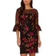 thumbnail image 3 of Adrianna Papell Women's Floral Embroidered Flare-Sleeve Sheath Dress Size 2, 3 of 5