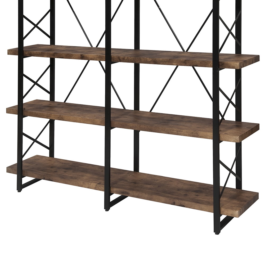 Resenkos 5-Tier Bookshelf, X Design Etageres Storage Shelf, Industrial Bookcase for Office with Metal Frame,Tiger Color Resenkos 5-Tier Bookshelf, X Design Etageres Storage Shelf, Industrial Bookcase for Office with Metal Frame,Tiger Color