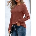 thumbnail image 6 of Women'S Lace Long Sleeve Shirt Fall Top Fashion Dreesy Casual Tunic Sweaters Mesh Clothes Caramel Color M, 6 of 8