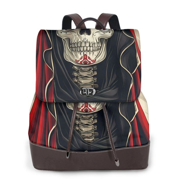 Fotbe Gothic Skull With Roses Mochila Bolso con Estampado para Mujer, Mochila Antirrobo de Nylon Impermeable, Bolsa Ligera de Hombro