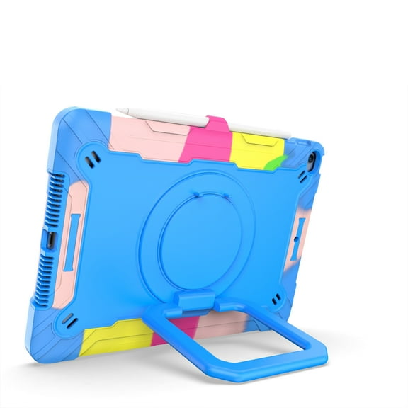 For Apple iPad Pro 11inch 2024 Tablet Tough Hybrid Rotating 360 Degree Kickstand - Rainbow/Blue