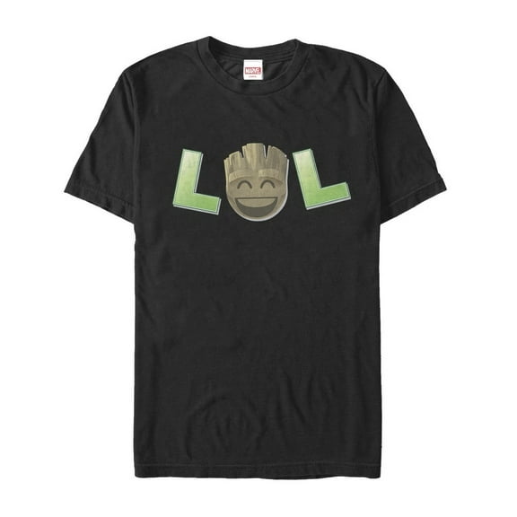 Men's Marvel Guardians of the Galaxy Groot LOL Emoticon Graphic Tee Black Medium