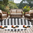 thumbnail image 4 of Black White Plaid Rooster Large Round Rug 8 FT, Non Slip Living Room Area Carpet, Vintage Farmhouse Checkered Washable Soft Circle Rug Non-Shedding Floor Carpet for Bedroom Office Dining Room, 4 of 9