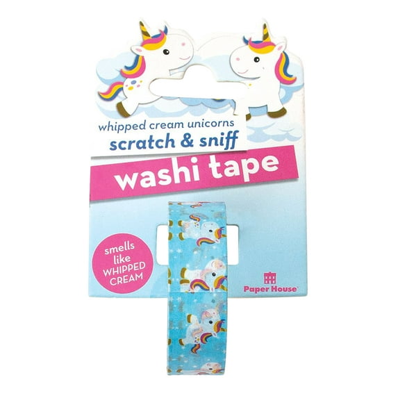Paper House Productions Rainbow Unicorn Whipped Cream Scented Scratch & Sniff Fun Print 15mm Washi Tape for Crafts and Scrapbooking