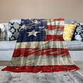 thumbnail image 2 of PRATYUS America Flag 4th of July Patriotic Flannel Blanket for Bed for All Seasons Soft Plush Blankets 60x80in, 2 of 6