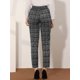 thumbnail image 3 of Pantalones Largos Allegra K a Cuadros de Tartán Vintage para Mujer Gris Oscuro S, 3 of 4