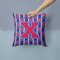thumbnail image 2 of Letter X Football Harvard Crimson and Yale Blue Fabric Decorative Pillow, 2 of 4