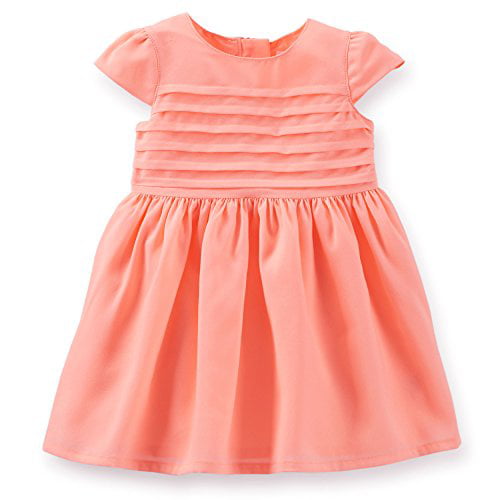Little Girls' Crepe Pintuck Dress (2T, Pink) - Walmart.com