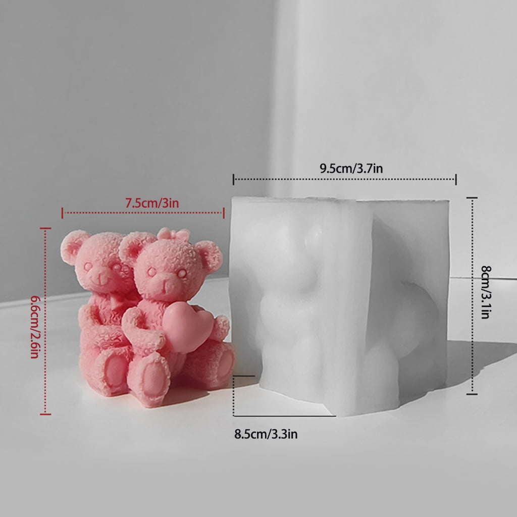 FENOHREFE Couple Bear Candle Mold Epoxy Resin Mold Silicone Ornament Moulds Easy Demolding Molds Suitable for Crafting