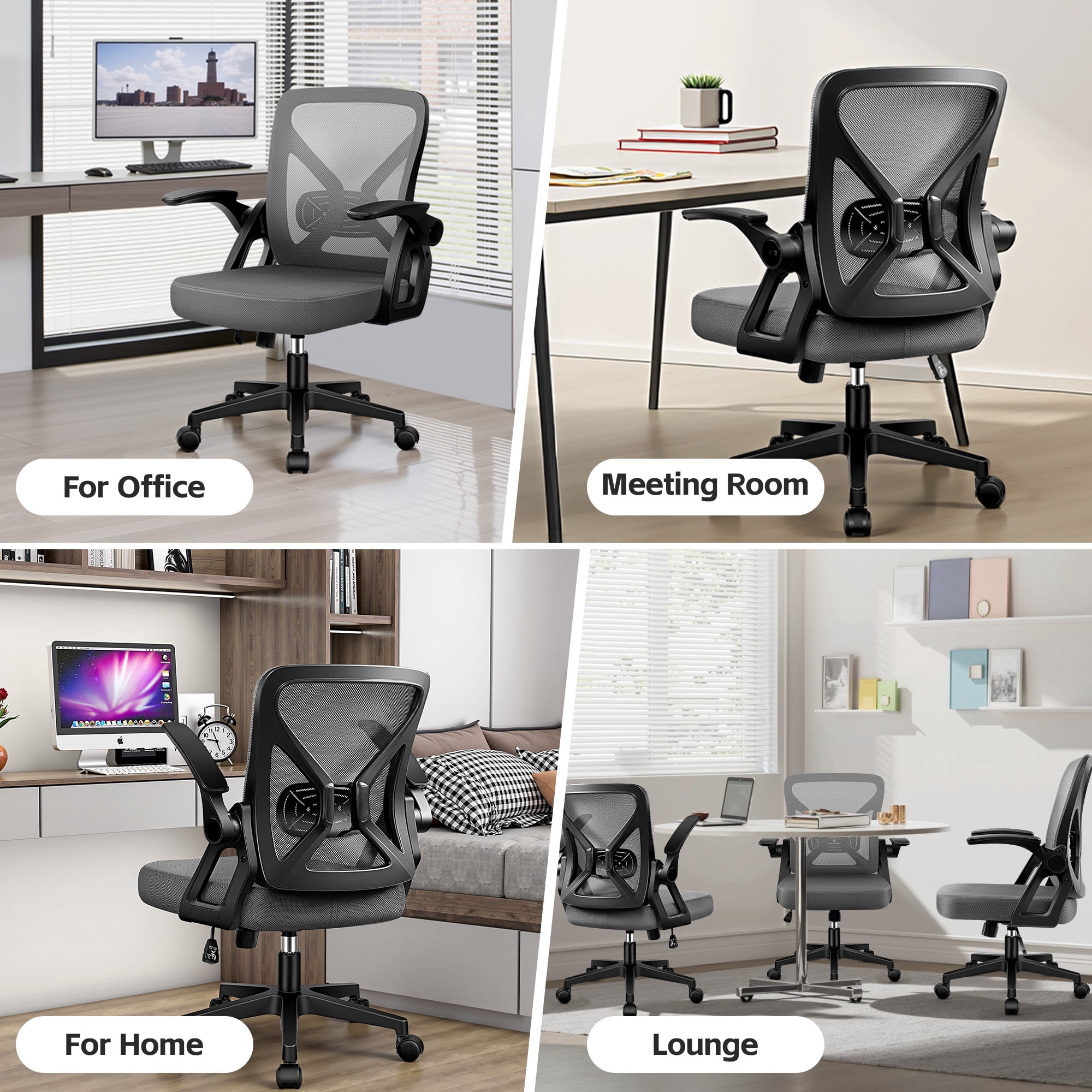 COOLHUT Office Chair, 300LBS Ergonomic Desk Chair with Adjustable Lumbar Support, Mesh Computer Chair, Executive Chairs for Home Office Comfortable Lumbar Support 8-Year Warranty, Dark Gray