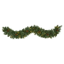 Nearly Natural Holiday Pine Prelit Battery Operated Garland, 72.00" (Assorted Colors)