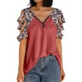 thumbnail image 1 of Wangscanis Women T-shirt, Leopard Printed Pattern Short Sleeve V-neck Tops, 1 of 5