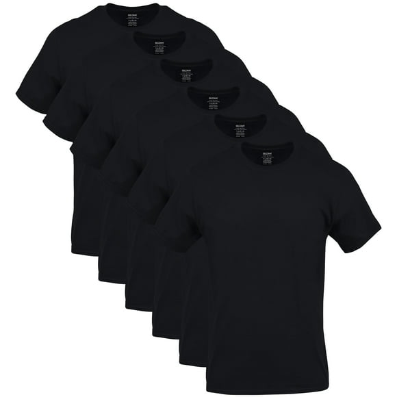 Camiseta Gildan Crew para hombre G1100 negra talla M (paquete de 6)