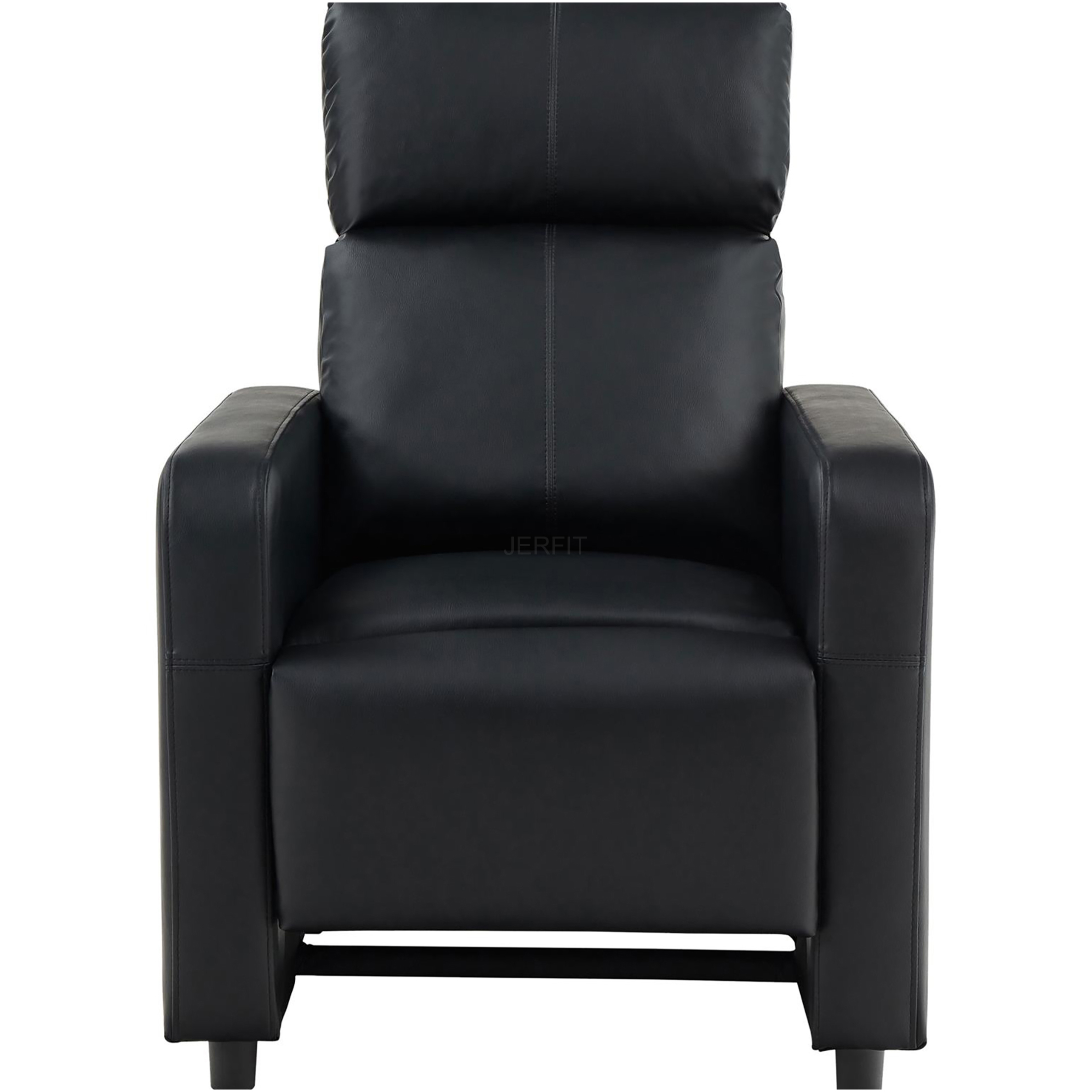 JERFIT Modern Push Back Recliner Chair - Black Faux Leather Upholstered Manual Reclining Chair for Living Room, Home Theater