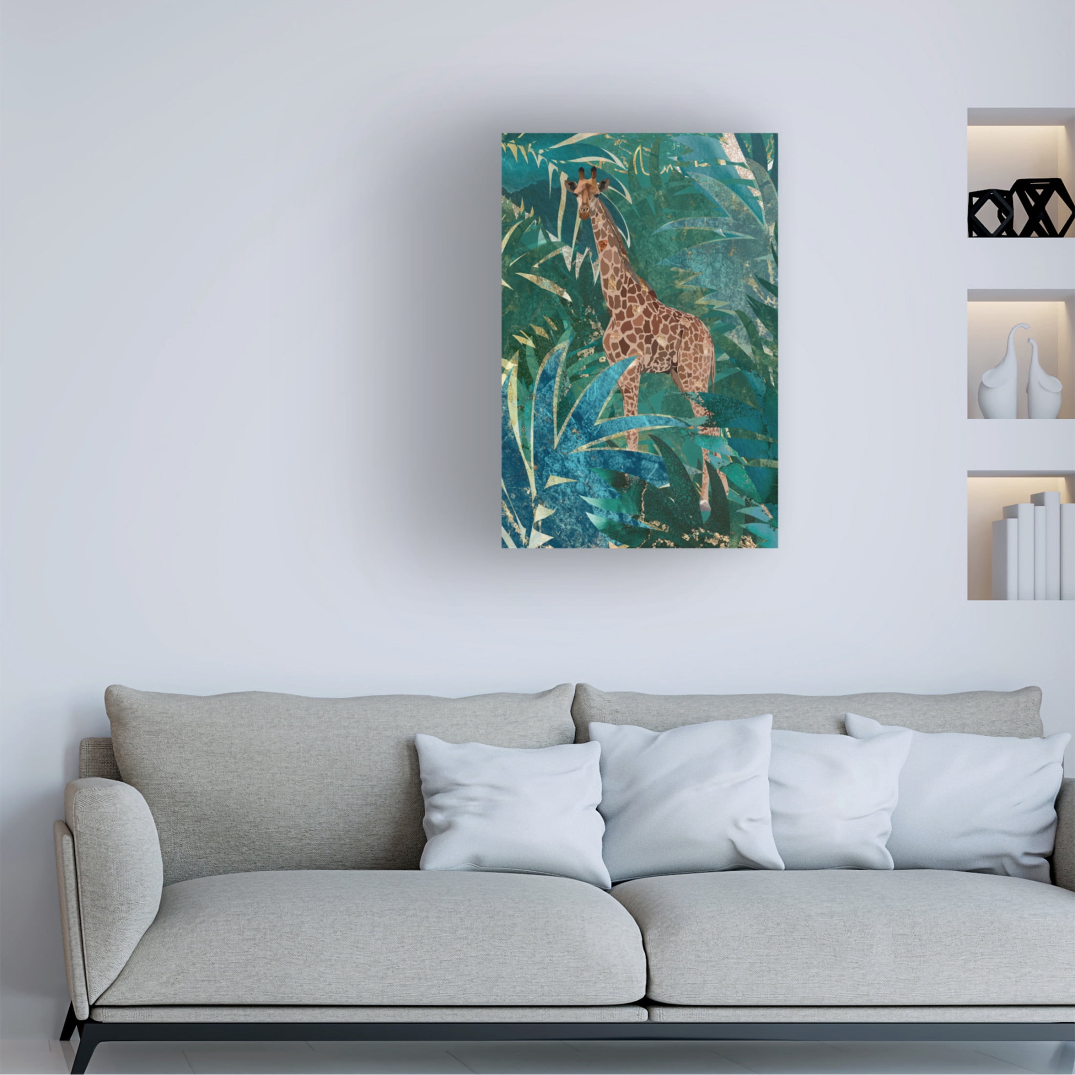 Trademark Fine Art Sarah Manovski Giraffe in the jungle Canvas Wall Art