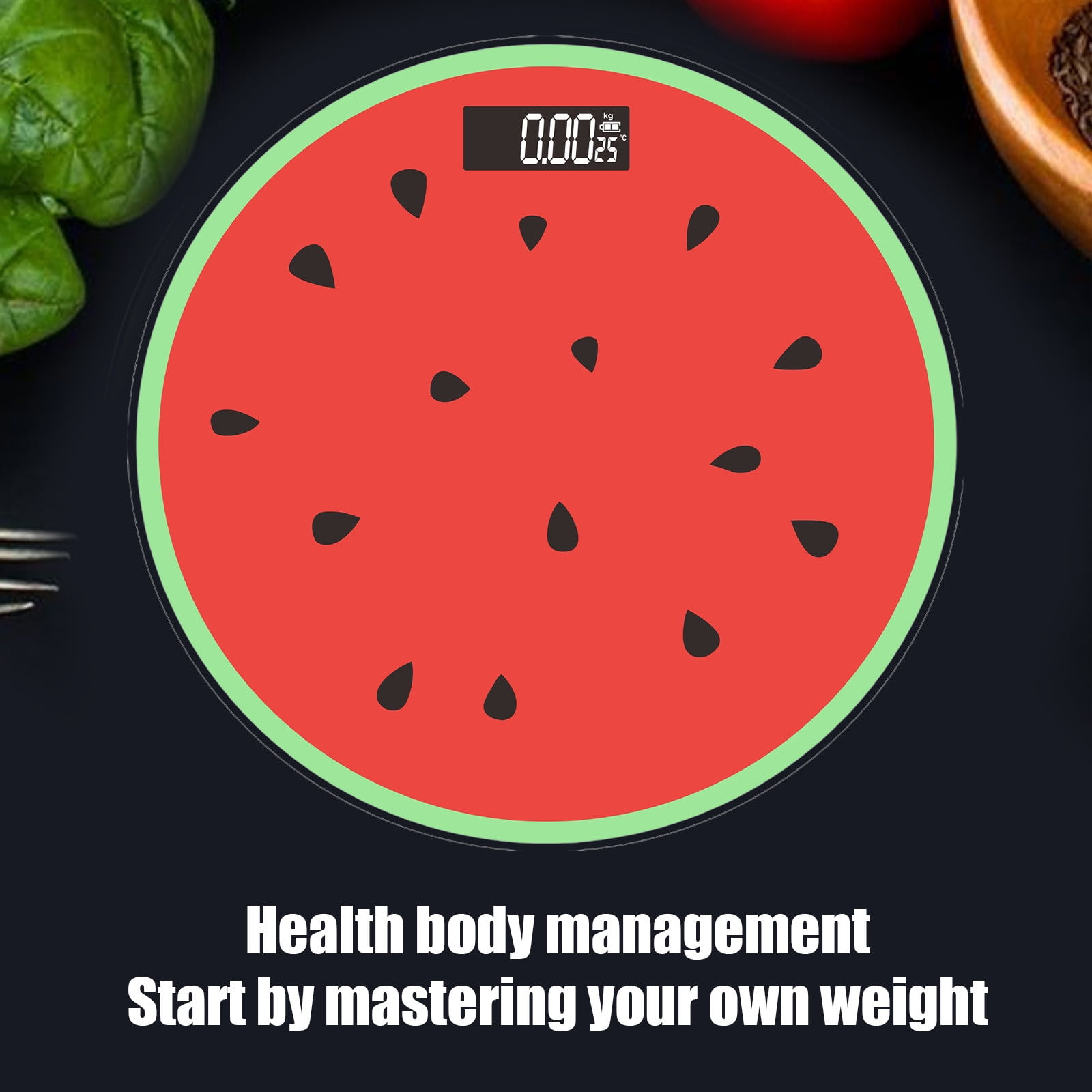 Fruit Design Smart Bathroom Scale with USB Charging - Large Display Glass Body Weight Scale - Temperature Measurement Function for Home Fitness Tracking