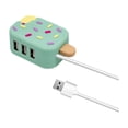 thumbnail image 1 of USB Hub Splitter 3-Port Mini Portable Ice Cream-Shaped Converter for PC Laptop with Data Transfer and Charging Support, 1 of 6
