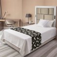 thumbnail image 1 of Exotic Bed Runner, Big Monstera Leaves Outline Drawn in Golden Yellow Tone Retro Hawaiian, Decorative Accent Bedding Scarf for Hotels Homes and Guestrooms, Twin, Charcoal Grey and White, by Ambesonne, 1 of 2