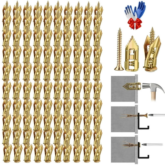 100Sets Self Drilling Drywall Anchors with Screws Kit , Metal Expansion Bolt for Drywall Heavy Duty Hanging, 12x30mm No Pre-Drilling Needed