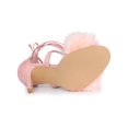 thumbnail image 5 of BLISSFUL STEP Women's Lace Up Heels Faux Fur Stiletto High Heel Sandals Pink 10, 5 of 7