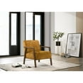 thumbnail image 3 of Omax Decor Fletcher Solid Wood & Fabric Upholstered Lounge Accent Chair in Gold, 3 of 8