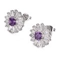 thumbnail image 4 of Airokiy Rhinestone CZ Stud Earrings for Women Purple Crystal Studs Hypoallergenic Pierced Ear Silver Earrings, 4 of 7