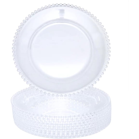 Clear Charger Plates 13", Set 10 count Round Table Charger Plates Decoration Wedding,Party,Event( Bead Clear 10)