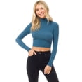 thumbnail image 5 of MixMatchy Women's Long Sleeve Turtle Neck Rib Knit Crop Top, 5 of 7