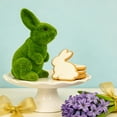 thumbnail image 4 of Easter Decorations Flocked Bunny Figurines Set of 2, Green Velvet Simulation Rabbits Ornament for Spring Home Desk Tabletop Decor, 4 of 6