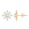 thumbnail image 3 of Rosec Jewels Lab Created Diamond Snowflake Earrings with Screw Back (Ef-Vs Grade) - Minimalist Earrings Ready to Gift for Christmas, 10K Yellow Gold, 3 of 6