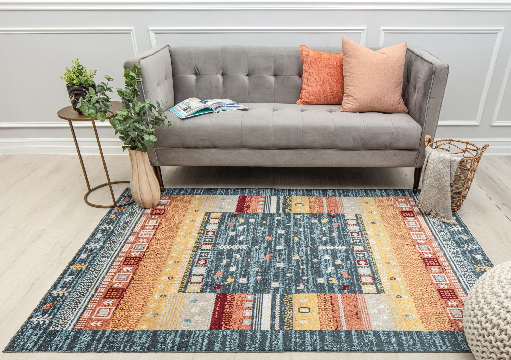 Rugs America Jaelyn JD55B Twilight Bayou Tribal Bohemian Blue Area Rug, 2'6" x 4'