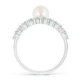 thumbnail image 2 of ANGARA Japanese Akoya Cultured Pearl Solitaire Ring with Diamonds in 14K White Gold for Women | June Birthstone, Birthday, Anniversary, Jewelry Gift for Women | Pearl Ring, 2 of 8