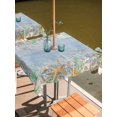 thumbnail image 2 of Outdoor Tablecloth with Umbrella Hole for Patio/Picnic/Party/Camping, Summer Beach Starfish Waterproof Table Cloth Square Cover Washable, Blue Coastal Ocean Conch Wood Grain (60"x 60"), 2 of 9